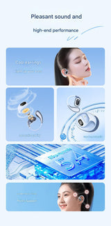 AI Smart Translation Earbuds - Open-Ear TWS Bluetooth Headphones with 144 Language Support & LED Display Case(Sky blue) - Top-Down View
