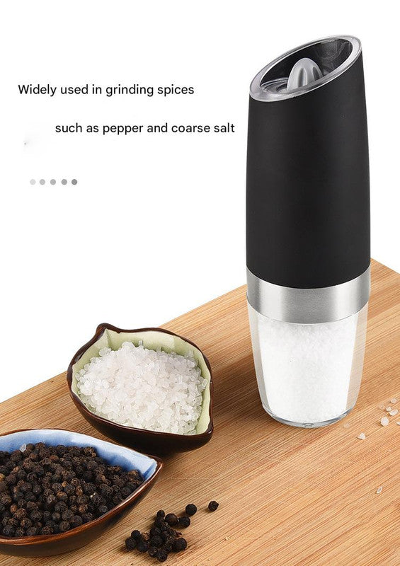 Gravity Electric Salt & Pepper Grinder Set - Adjustable Coarseness, LED Light, Battery Operated(black)
