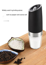 Gravity Electric Salt & Pepper Grinder Set - Adjustable Coarseness, LED Light, Battery Operated(black) - 45-Degree Angle