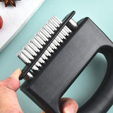 Professional Meat Tenderizer Tool - 48 Stainless Steel Blades with Safety Lock & Ergonomic Handle - Front View
