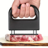Professional Meat Tenderizer Tool - 48 Stainless Steel Blades with Safety Lock & Ergonomic Handle - Top-Down View