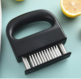 Professional Meat Tenderizer Tool - 48 Stainless Steel Blades with Safety Lock & Ergonomic Handle - 45-Degree Angle