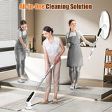 Electric Spin Scrubber with Adjustable Extension Handle & 8 Brush Heads - Smart LED Display - Front View