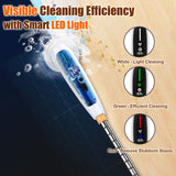 Electric Spin Scrubber with Adjustable Extension Handle & 8 Brush Heads - Smart LED Display - Side View