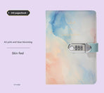 Light blue A5 tie-dye journal with combination lock, soft touch cover