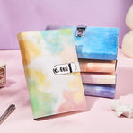 Light blue A5 tie-dye journal with combination lock, soft touch cover, three-digit combination lock