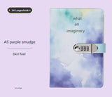 A5 Tie-Dye Journal with Combination Lock - 240 Pages, Soft Touch Cover Diary(Purple)