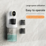 Smart Automatic Mouthwash Dispenser - 4 Adjustable Levels, LED Display, 2000mAh Battery & Magnetic Cups(black) - Side View