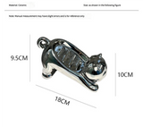 Charming Cat-Shaped Ceramic Soap Dish - Creative & Versatile Home Decor Accent(Black) - Front View