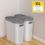 Slim Press-Top Trash Can with Top Storage Compartment - Narrow Design for Bathroom & Small Spaces(Ash cover + ash bucket) - Front View
