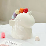 Adorable Unicorn Ceramic Fruit Fork Holder Set - Includes Stainless Steel Forks with Ball Tops(white)