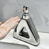 Modern Ceramic Soap & Lotion Dispenser - Unique Geometric Designs, 300ml Capacity(Triangular lotion bottle, milky white) - Top-Down View