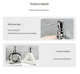 Modern Ceramic Soap & Lotion Dispenser - Unique Geometric Designs, 300ml Capacity(Triangular lotion bottle, milky white) - Rear View
