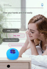 IPX4 Waterproof Bluetooth Shower Speaker with Suction Cup & LED Lights - Hands-Free Calling(white) - Top-Down View