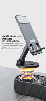 Foldable Bluetooth Speaker with 360 Rotating Phone/Tablet Stand & RGB Lights - HIFI Surround Sound(black) - Close-Up Angle