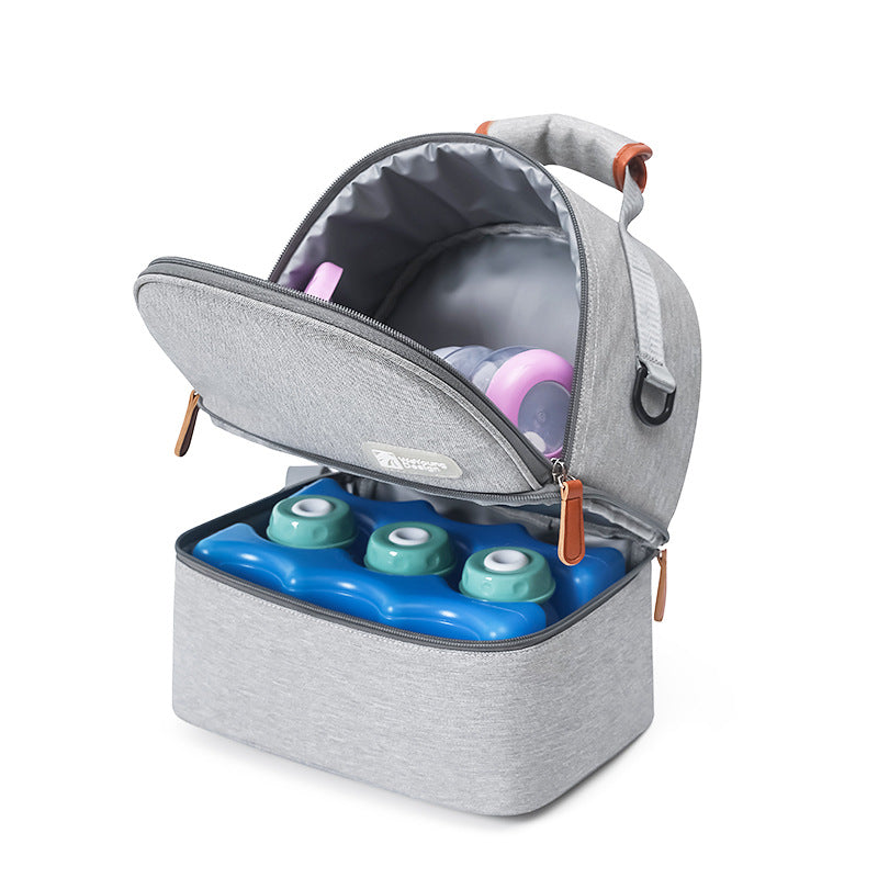 Versatile Insulated Breast Milk Cooler & Lunch Backpack - Waterproof, Multi-Carry Options(Pure gray)