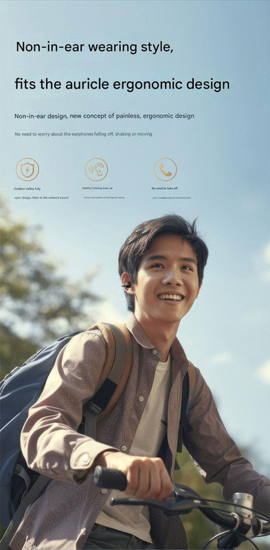 Open-Ear Conduction TWS Earbuds - Bluetooth 5.4, 9D Surround Sound, LED Display, Long Battery Life(Skin color)