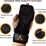Heavy Duty Weightlifting Grips - Anti-Slip Cowhide Palm Protectors with Neoprene Wrist Support & Adjustable Straps(Brown) - Front View