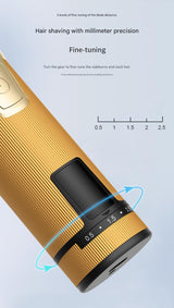 Professional 2-in-1 Cordless Hair Clipper & Trimmer Kit with LED Display & 5-Speed Fine Tuning(Gold) - 45-Degree Angle