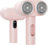 Dual-Head Electric Lint Remover - USB-C Rechargeable, LED Display, 4-Size Honeycomb Mesh(Pink)
