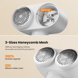 Dual-Head Electric Lint Remover - USB-C Rechargeable, LED Display, 6-Size Honeycomb Mesh(Purple) - Top-Down View