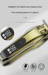Professional Electric Hair Clipper & Beard Trimmer - USB Rechargeable, LED Display(gold) - 45-Degree Angle