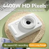Student HD Digital Camera - 44MP, 8x Zoom, Autofocus, Dual Lens, Type-C Charging (Black) - Side View