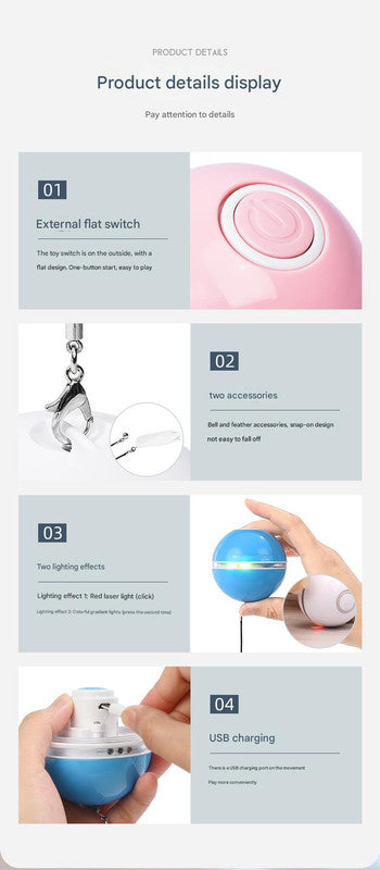 Smart USB Rechargeable Pet Interactive Rolling Ball(Gray)