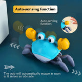 Interactive Crawling Crab Baby Toy with Music, Lights & Obstacle Avoidance(Orange) - Top-Down View
