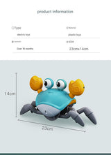 Interactive Crawling Crab Baby Toy with Music, Lights & Obstacle Avoidance(Pink) - Rear View