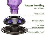 Elegant Hanging Hummingbird Feeder - Decorative Glass Nectar Bottle with Ant Moat, 6 Feeding Ports(Green) - Top-Down View