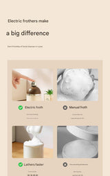 Electric Foaming Cleanser Maker - Rechargeable, Dense Foam for Deep Cleansing(Walnut + Silver) - 45-Degree Angle