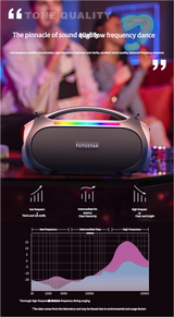 Portable Bluetooth 5.3 Speaker - 60W Powerful Sound, RGB Lights, Multiple Inputs(Blue) - 45-Degree Angle