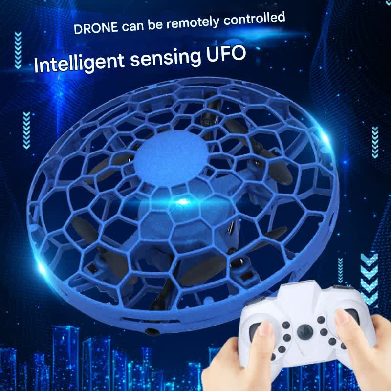 Hand-Controlled UFO Mini Drone with LED Lights & Obstacle Avoidance(blue)