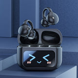 Smart TWS Earbuds with Full Touch Screen Case - Wireless 5.4, Open-Ear, Noise Reduction(black)