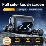 Smart TWS Earbuds with Full Touch Screen Case - Wireless 5.4, Open-Ear, Noise Reduction(black)