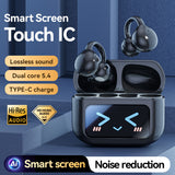 Smart TWS Earbuds with Full Touch Screen Case - Wireless 5.4, Open-Ear, Noise Reduction(black) - Side View