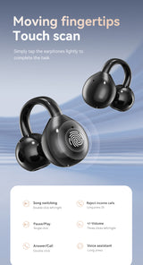Smart TWS Earbuds with Full Touch Screen Case - Wireless 5.4, Open-Ear, Noise Reduction(black)