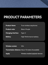Smart TWS Earbuds with Full Touch Screen Case - Wireless 5.4, Open-Ear, Noise Reduction(black) - Low Angle