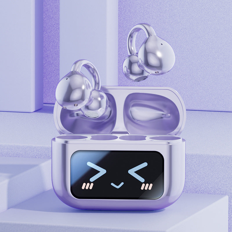 Smart TWS Earbuds with Full Touch Screen Case - Wireless 5.4, Open-Ear, Noise Reduction(purple)