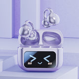 Smart TWS Earbuds with Full Touch Screen Case - Wireless 5.4, Open-Ear, Noise Reduction(purple)