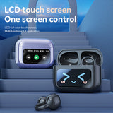 Smart TWS Earbuds with Full Touch Screen Case - Wireless 5.4, Open-Ear, Noise Reduction(purple) - Top-Down View