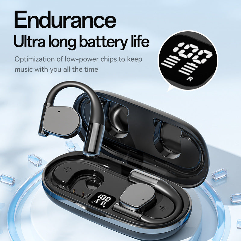 Open-Ear TWS Wireless Earbuds with HIFI Sound & LED Display - Dolby Surround(black)