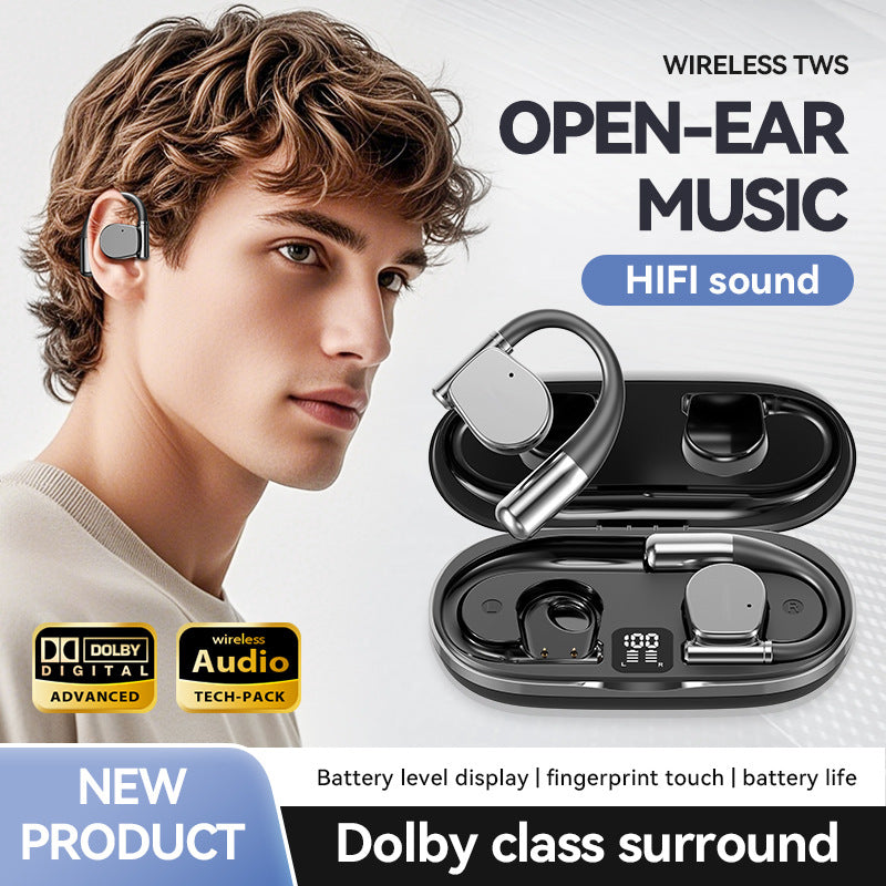 Open-Ear TWS Wireless Earbuds with HIFI Sound & LED Display - Dolby Surround(White)