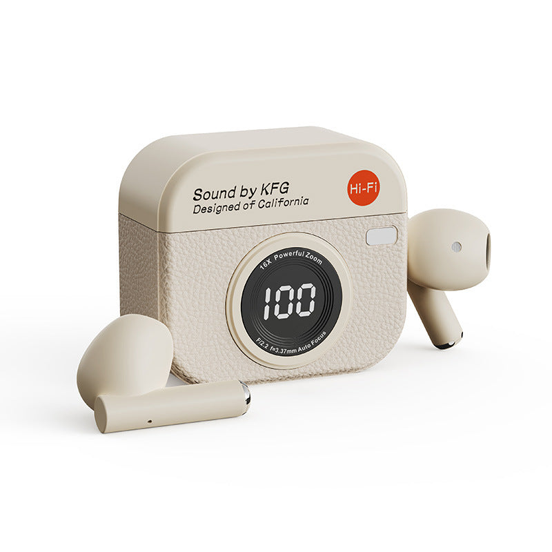 Retro Camera Style TWS Earbuds - Bluetooth 5.4, ENC, Low Latency Gaming(Yellow)