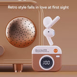 Retro Camera Style TWS Earbuds - Bluetooth 5.4, ENC, Low Latency Gaming(Yellow) - Front View