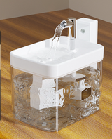 White Wireless Sensor Pet Water Fountain - 1.5L Automatic Filtered Dispenser
