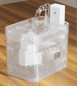 Matte White Wireless Sensor Pet Water Fountain - 1.5L Automatic Filtered Dispenser - Front View