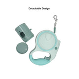 Blue and White 3M Retractable Dog Leash - Built-in LED Light (No Batteries) and Bag Holder - Side View