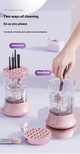 Pink Electric Makeup Brush Cleaner & Dryer Machine - Automatic Spinner Tool (Rechargeable model) - Top-Down View
